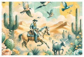 Quadro su tela – Cowboy nel paesaggio desertico