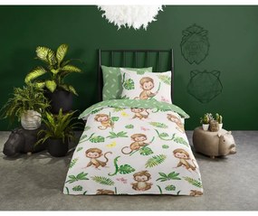 Set copripiumino e federa da bambini verde/beige in cotone per letto singolo 140x200 cm Play – Good Morning