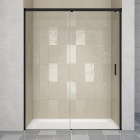Porta doccia scorrevole L 138-139.5 cm x H 200 cm per nicchia in vetro trasparente SP. 6 mm, profilo opaco nero, serie Jazz
