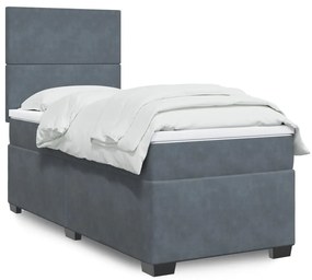 Giroletto A Molle Con Materasso Grigio Scuro 90x200 Cm Velluto /