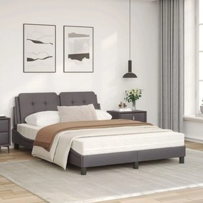 Letto con materasso grigio 140x190 cm in similpelle