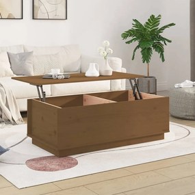 Tavolino da salotto miele 100x50x35 cm legno massello di pino