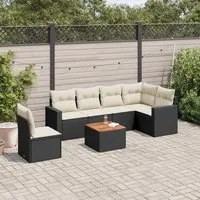 Set Divani da Giardino con Cuscini 7pz Nero Polyrattancod mxl 89496