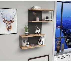 Scaffale a castello in pino decorato in antracite e naturale 65 cm Destan - Kalune Design