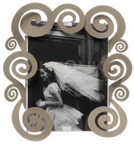 Porta foto grande con spirali cloe beige in ferro 31x31cmh(20x25for...