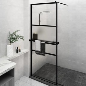 Parete Doccia Walk İn Mensola Nera 80x195cm Vetro Esg Alluminio /