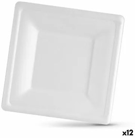 Set di piatti Algon Monouso Bianco Canna da Zucchero Quadrato 20 cm (12 Unità)