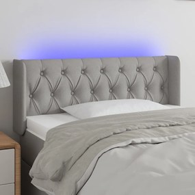 Testiera Grigio Chiaro A Led 103x16x78/88 Cm İn Tessuto /