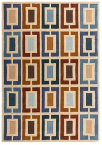 Tappeto in lana blu-arancio tessuto a mano 160x230 cm Retro Blocks - Flair Rugs