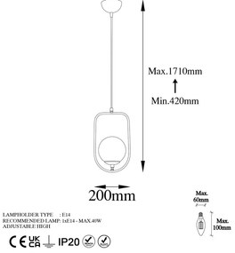Lampadario dorato con paralume in vetro Skew – Opviq lights