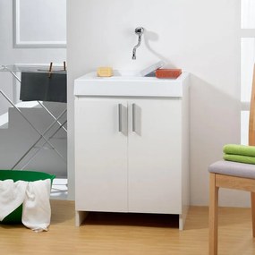 Mobile lavanderia con lavabo incluso Evo in abs bianco P 50 x L 60 x H 84 cm