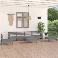 Set Divani da Giardino 7 pz Grigio in Legno Massello di Pino 3082549