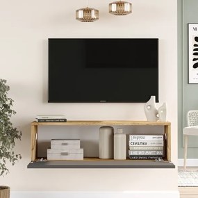 Mobile TV Sospeso 100 Cm 1 Anta Frontale Legno E Antracite Roy