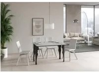 Tavolo da Pranzo Paxon Double 120x45 aperto 120x90 in Nobilitato e Ferro Colore: Bianco Frassinato