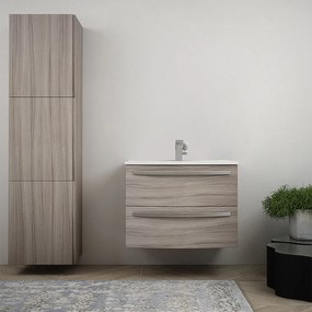 Mobile bagno 75 cm Larice sospeso bombato - Berlino con colonna da 170 cm