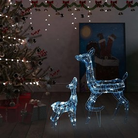 Famiglia di Renne di Natale 160 LED in Acrilico, Bianco Freddo