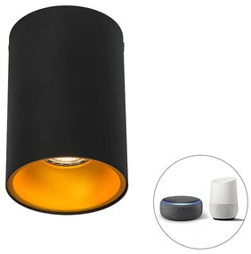 Faretto intelligente nero con oro incl. Lampadina WiFi GU10 - Deep