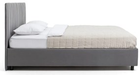 Letto matrimoniale imbottito grigio con contenitore, materasso e rete inclusi 160x200 cm Myra Slim Line – Bonami Selection