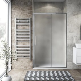 Porta doccia scorrevole L 112-116 cm x H 195 cm per nicchia in vetro smerigliato SP. 6 mm, profilo lucido cromo, serie Record