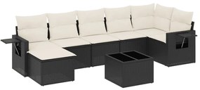 Set divani da giardino con cuscini 8 pz nero in polyrattan