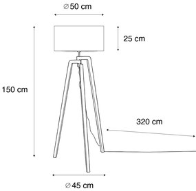 Lampada da Terra Nera con Paralume in Velluto Marrone 50cm - Puros