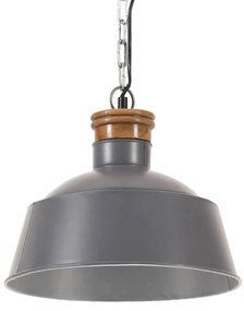 Lampada A Sospensione Industriale 32 Cm Grigia E27 /