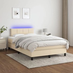 Letto A Molle Con Materasso E Led Crema 120x200cm İn Tessuto /