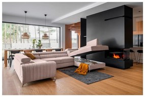 Divano angolare rosa allungabile/con contenitore (con penisola a destra/a U) Louis – ELTAP