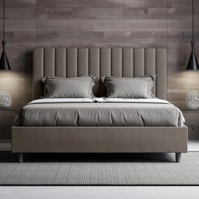 Letto matrimoniale contenitore imbottito 160x190 similpelle cappuccino Agueda