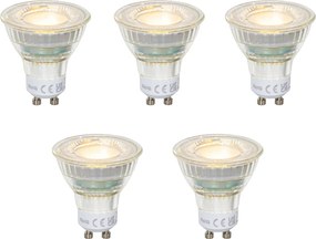 Set di 5 lampadine LED GU10 50mm trasparenti 2,5W 450 lm 2700K