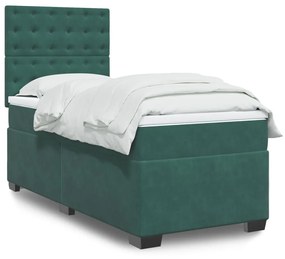 Giroletto A Molle Con Materasso Verde Scuro 90x200 Cm Velluto /