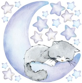 Adesivi murali blu per bambini Magic Cat - Ambiance