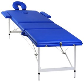Lettino Pieghevole da Massaggio Blu 3 Zone Telaio in Alluminio