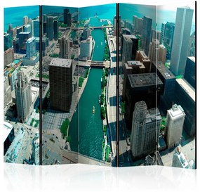 Paravento Architettura urbana di Chicago II (5-parti) - città dall'alto