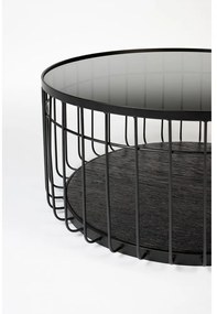 Tavolino da salotto rotondo nero con piano in vetro 80x80 cm Lance – White Label