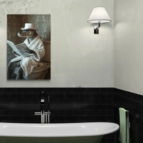 Quadro su tela – Coccodrillo con giornale in bagno
