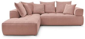 Divano angolare rosa (penisola a sinistra/a L) con rivestimento in ciniglia Whesley – Bobochic Paris