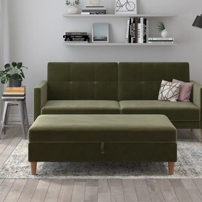 Poggiapiedi in velluto verde Lilly - Støraa