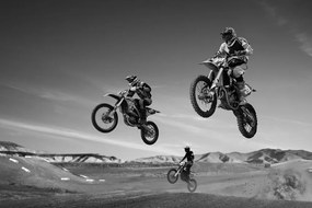 Carta da parati autoadesiva – Motociclisti in bianco e nero