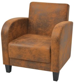 Poltrona Marrone İn Similpelle Scamosciata /