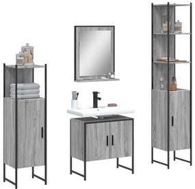 Set Mobili Da Bagno 4 Pz Grigio Sonoma İn Legno Multistrato /