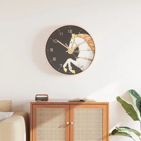 Orologio Da Parete Oro E Bianco Ø29,5 Cm Polistirene E Vetro /