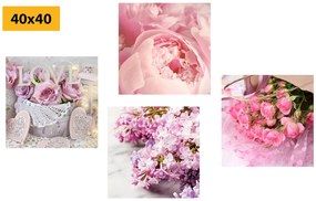 Set di quadri – Natura morta delicata di fiori
