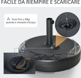 Base per Ombrellone da Giardino Ø55 cm 30 Kg in Plastica Nero...