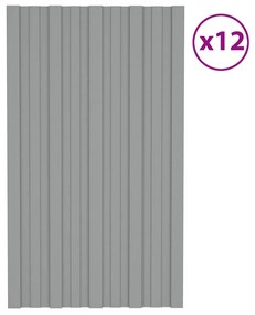Pannelli Da Tetto 12 Pz İn Acciaio Zincato Grigio 80x45 Cm /