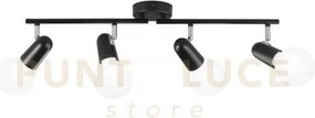 Spot punto nero 4 luci attacco e27 68x10x14cm in metallo