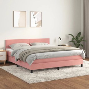 Giroletto A Molle Con Materasso Rosa 160x200 Cm İn Velluto /