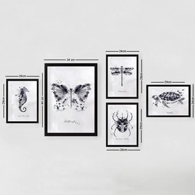 Dipinti in set da 5 pezzi Butterfly - Wallity