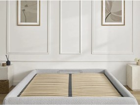 Letto matrimoniale imbottito grigio chiaro con contenitore/senza testiera con rete inclusa 160x200 cm Inera – Bobochic Paris