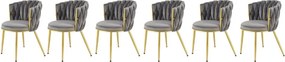 Set di 6 sedie K517 velluto grigio/oro